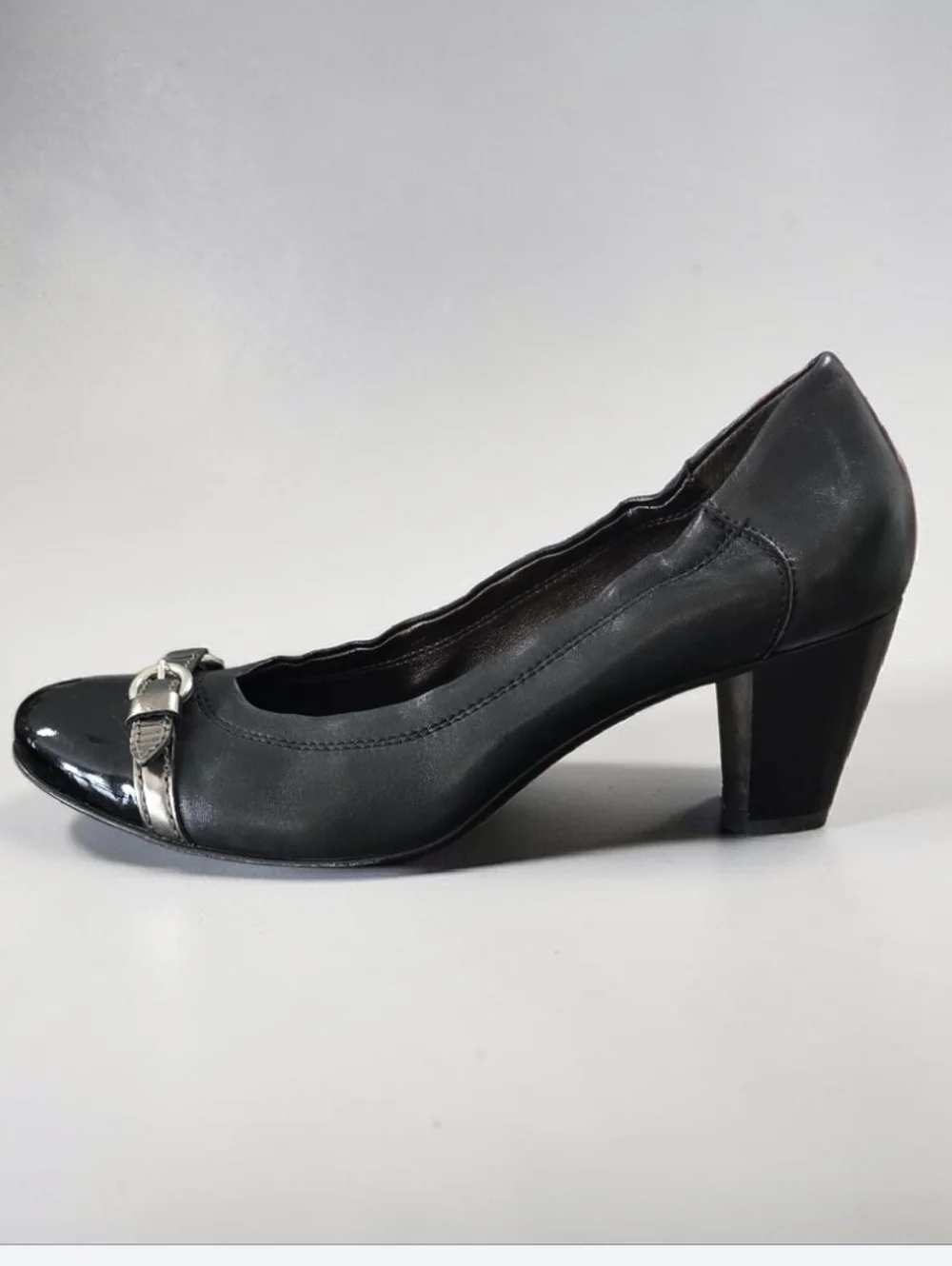 AGL Attilio Giusti Leombruni Black Leather Block Heel Pumps Heels Italy! 39/8.5 - Picture 2 of 6